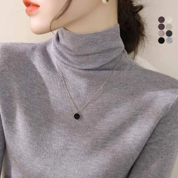 毎日参考になる！ ハイネック 長袖 プルオーバー ニット 無地 定番 長袖 カットソー・セーター