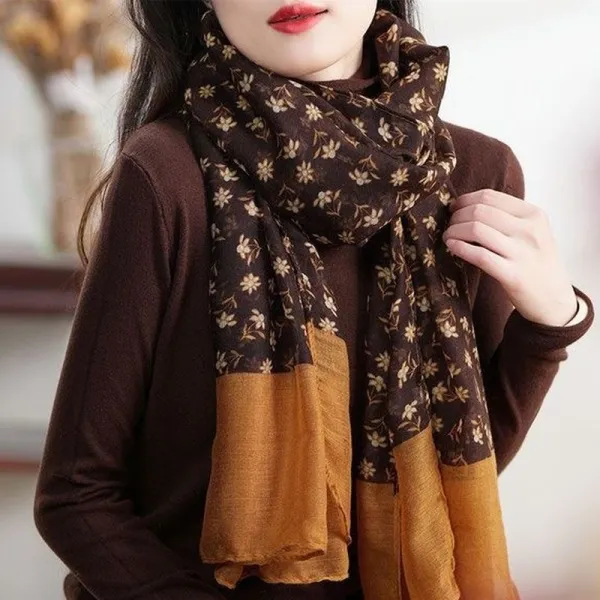 【全3色】マフラー切り替え花柄｜着回し力抜群