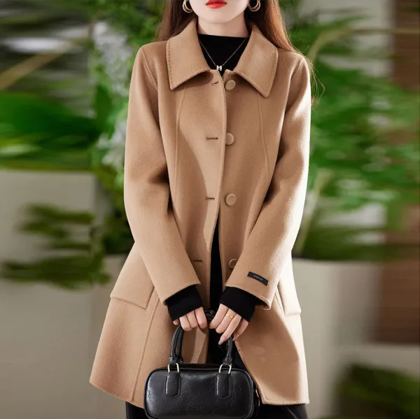 人気商品再入荷 中長 ボタン 無地 長袖 折り襟 ファッション コート