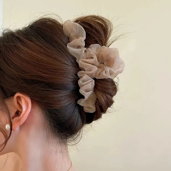 韓国で人気爆発 メッシュ 髪留め しっかり クリップ 全4色 濃密な髪も使用可能 ヘアアクセサリー