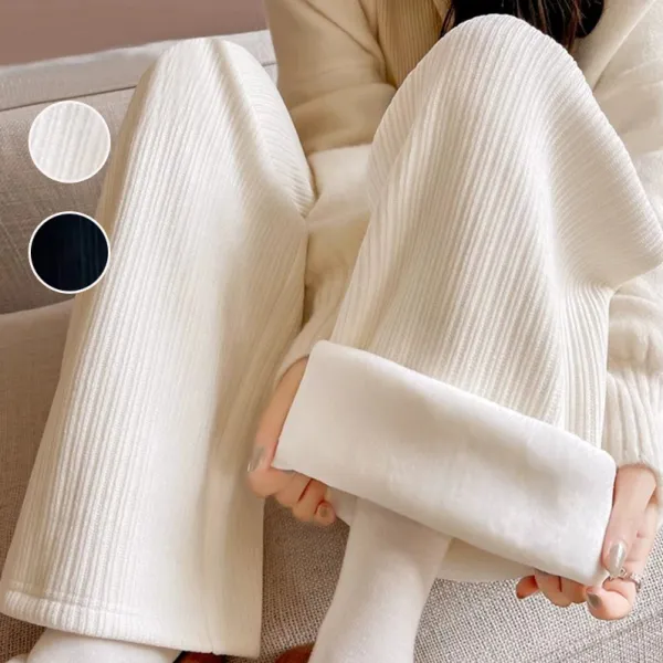 【全2色】カジュアルパンツハイウエスト無地ロング丈｜ゆったり防寒