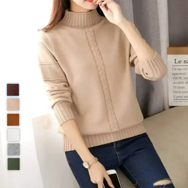 【全6色】セーターハーフネックプルオーバー無地 ニット｜着痩せ防寒