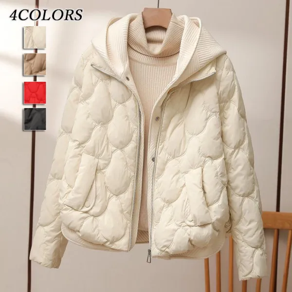【全4色】中綿コートジッパーレイヤード フード付き | 人気商品再入荷