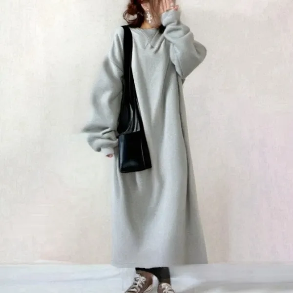 気質  レイジー風  新作  着瘦せ  ゆったり  膝下丈  カジュアルドレス