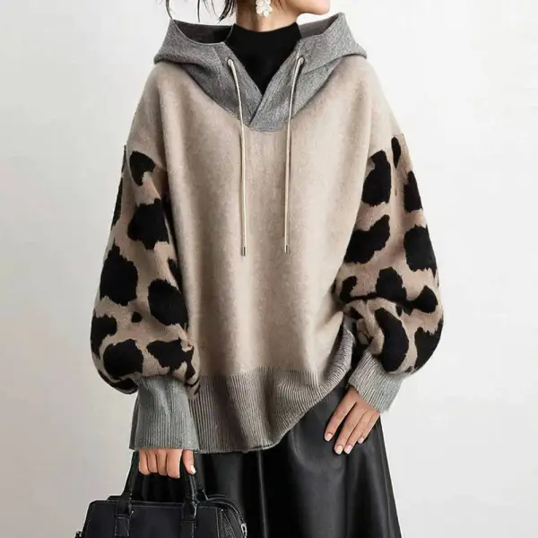 人気を獲得♡ プリント 配色 切り替え 長袖 ヒョウ柄 シンプル ニットセーター