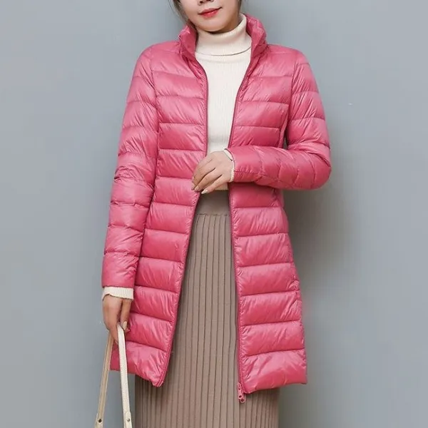 ダウンジャケット  アウター  フード付き  スリムフィット」  薄  普通  新作  レディース  ミディ丈 / ミディアム丈  大きめサイズ