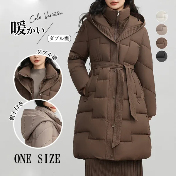 無地  アウター  ダウンジャケット  コットン  スリムに見える  普通  気質  レーシング  暖かい  新作  おしゃれ / ファッション  レディース  ミディ丈 / ミディアム丈