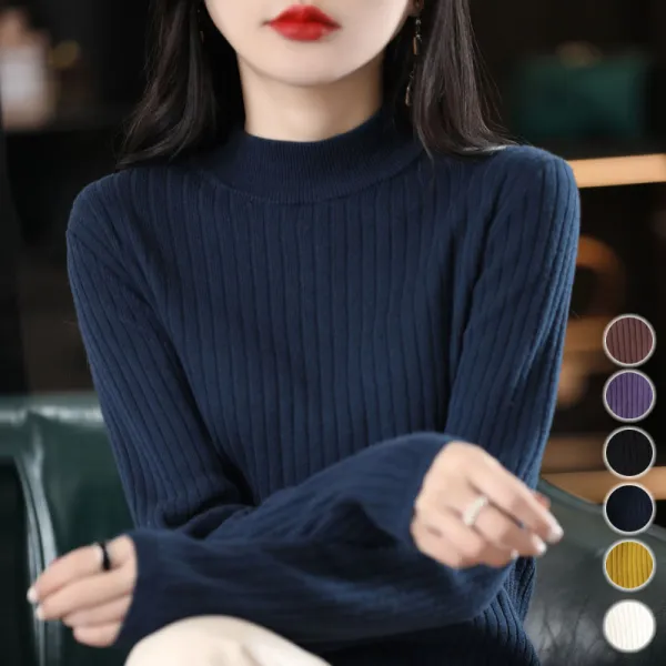 【全6色】 ニットセーターハーフネック切り替え長袖無地 | 見逃し厳禁