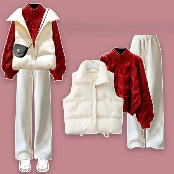 セットアップ大人気クローズドバック骨格ナチュラルシンプルトップス+パンツ+アウターレディースセットアップ