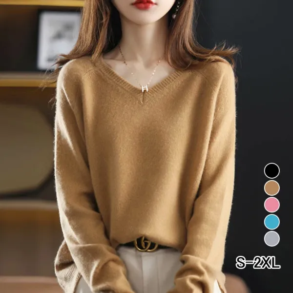 爆売れ中！抜け感 上質素材 Vネック シンプル レディース ニット セーター