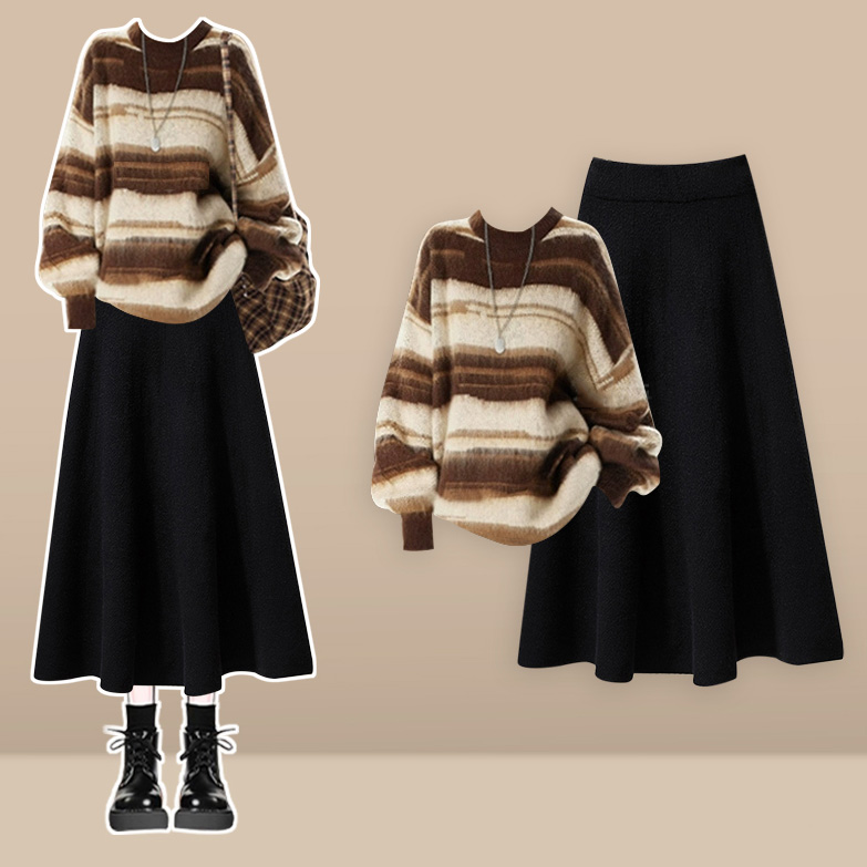 セーター+ブラックスカート/2点セット