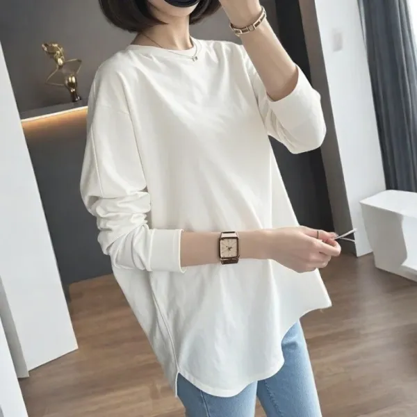 Ｔシャツ無地 ラウンドネック 長袖 | 若見え