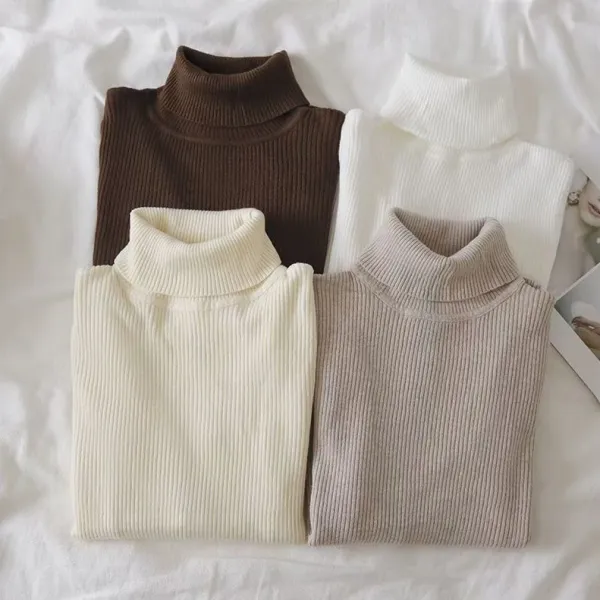 【全9色】ニットセーターハイネック無地プルオーバー長袖｜着痩せ防寒