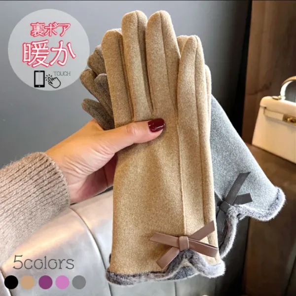 【全5色】手袋切り替えリボン｜女っぽさが漂う