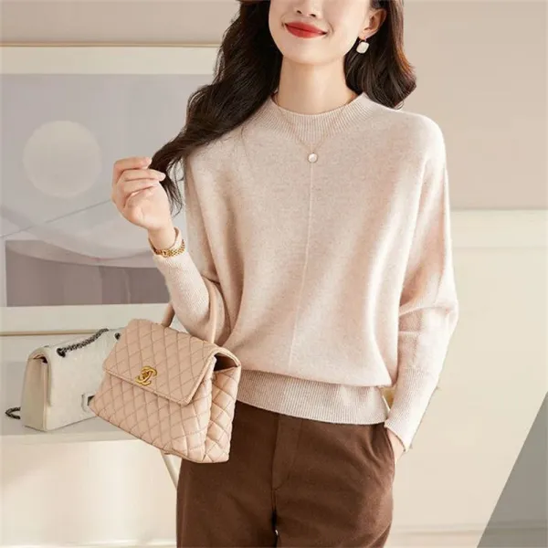 無地  シンプル  ニット  ニット / セーター  長袖  ゆったり  クルーネック  インナー  新作  レディース