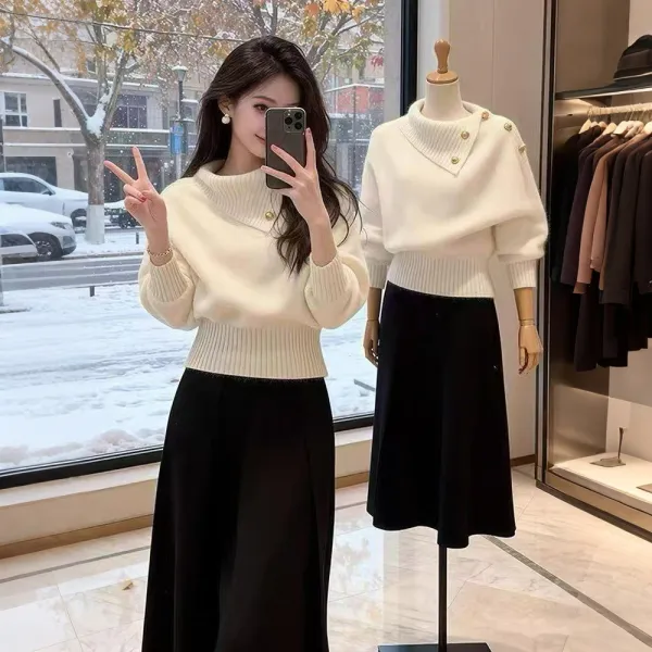 【単品注文】秋冬にぴったりの、大人っぽくエレガントなトップス+スカートセットアップ