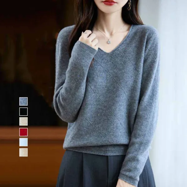 トレンドを先取り♪ 無地 ニット 長袖 プルオーバー Vネック シンプル ニットセーター