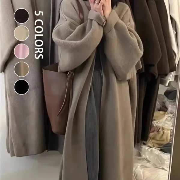 【全5色】コートニットロングVネックアンプルライン長袖韓国系