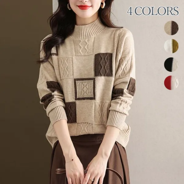 女性に大人気 ラウンドネック 柔軟加工 ファッション シンプル 長袖 ニットセーター ブラック 黑 ベージュ レッド