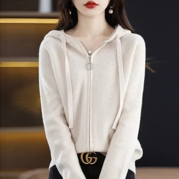 SNSで話題沸騰 フード付き ジッパー 長袖 ファスナー 無地 ファッション カーディガン