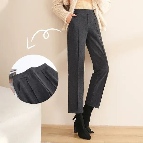 【全2色】ストレートパンツ無地ロング丈ハイウエスト｜着痩せ