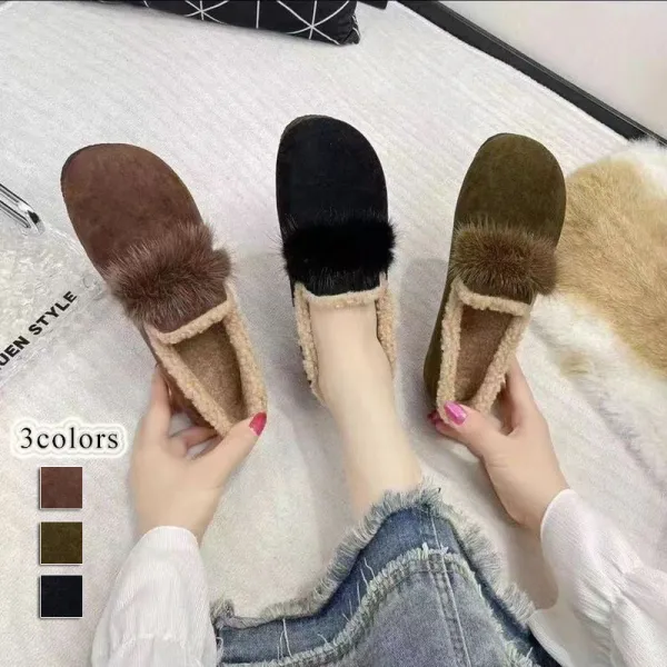 【全3色】フラットシューズ暖かい無地スエード | 売れ筋