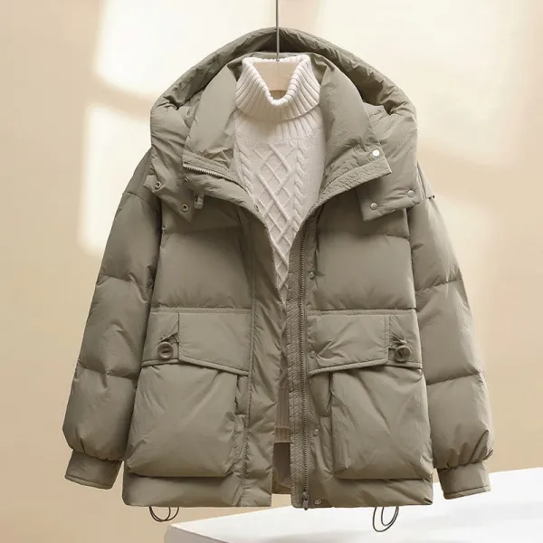 アウター  ダウンジャケット  コットン  どんなスタイルにも合う  ゆったり  ミニ丈  フード付き  冬  韓国風  新作  流行  レディース  洗練された