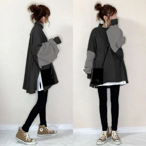 パーカー  カジュアル  ゆったり  普通  気質  レイジー風  新作  日本風  ミディ丈 / ミディアム丈