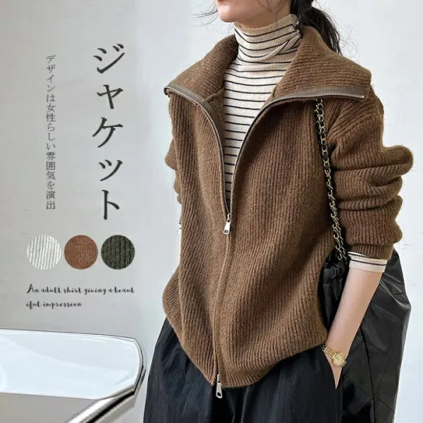 カーディガン ニット 防寒 リブ編み ショート丈 トップス 羽織り 春秋 ニット カーディガン セーター クルーネック 無地 柔らかい