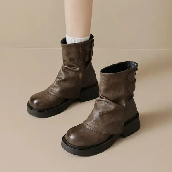 新登場カジュアル滑りとめベルトのバックル厚底ストリートブーツ