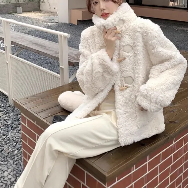 フェイクファー  アウター  コート  フリース（裏起毛）  ゆったり  冬  韓国風  新作  レディース  洗練された