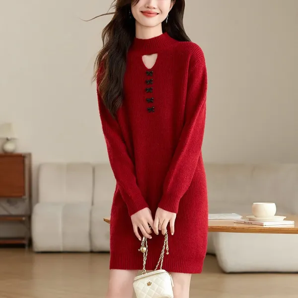 ワンピース  カジュアル  ニット  ニット / セーター  ゆったり  冬  普通  レイジー風  インナー  新作  おしゃれ / ファッション  秋冬シーズン  レディース  ミディ丈 / ミディアム丈