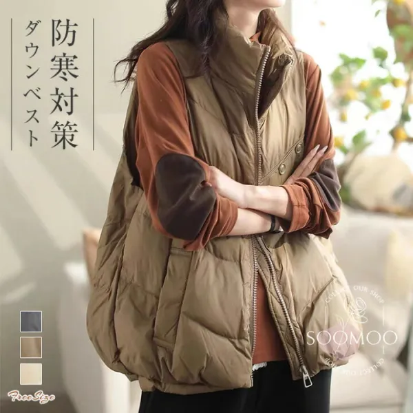 軽いのに暖かいふわふわレディースダウンベスト ショート丈ダウンベスト アウター レディース ベスト