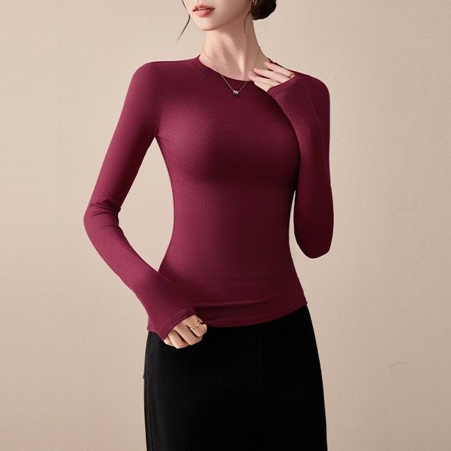 ワインレッド (クルーネック)