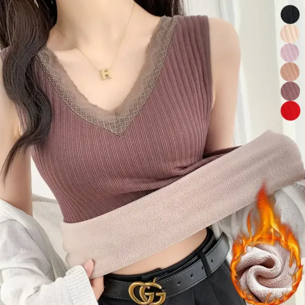 【全6色】キャミタンク裏起毛ありレース 切り替え防寒対策 | 快適な肌触り