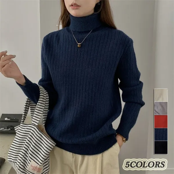 【全5色】ニットセーターオフタートルネックプルオーバー無地長袖 |  『大人が着たいアイテム』