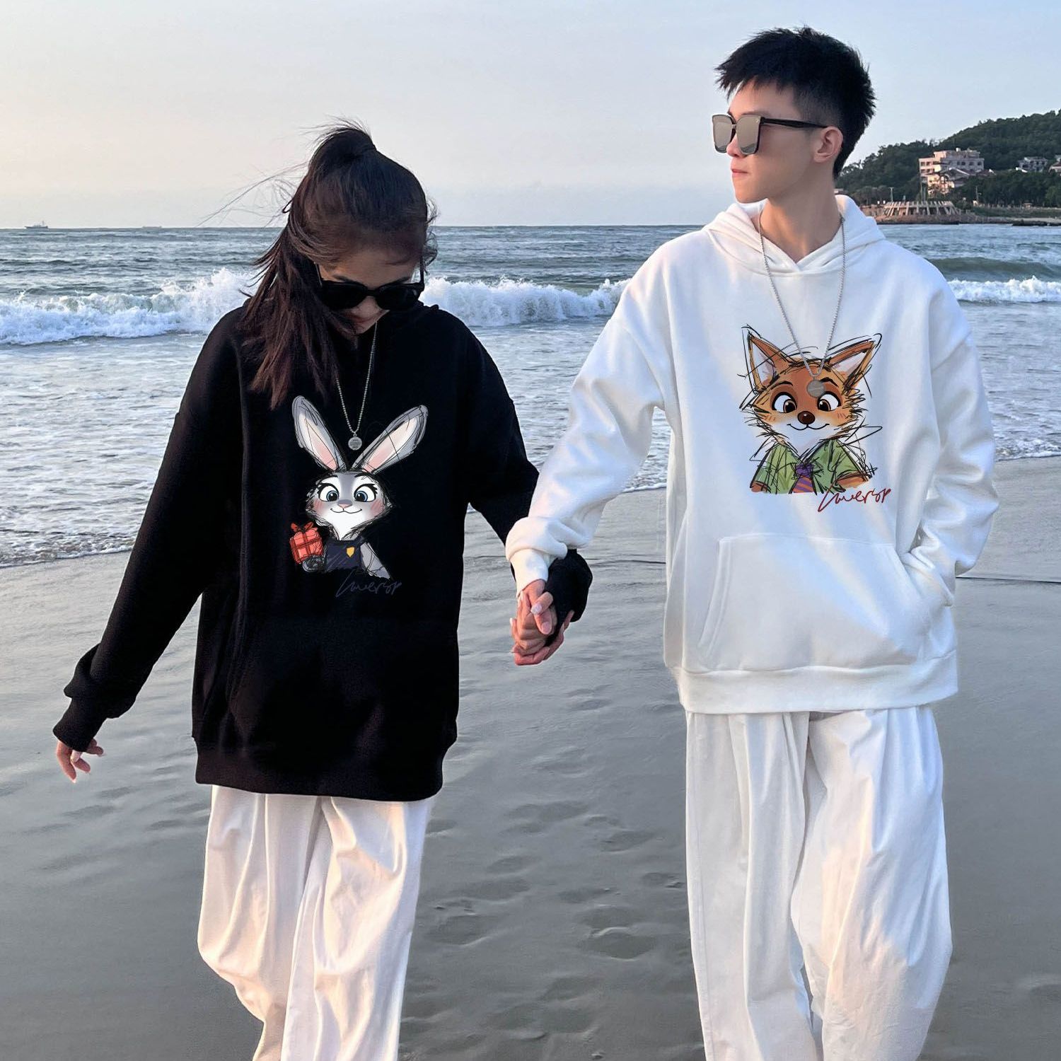 メンズ白＋レディース黒【裏起毛タイプ】