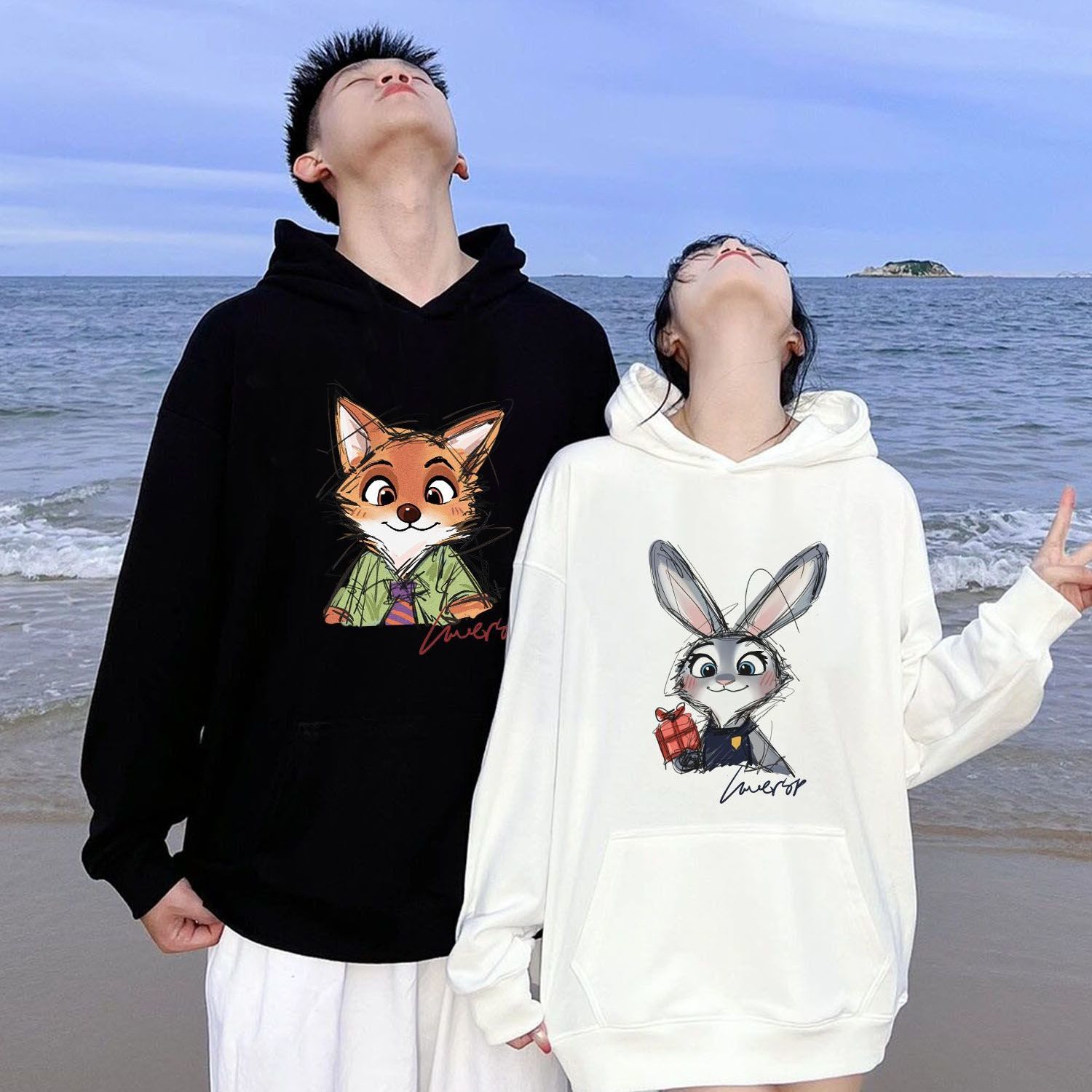 メンズ黒＋レディース白【裏起毛タイプ】