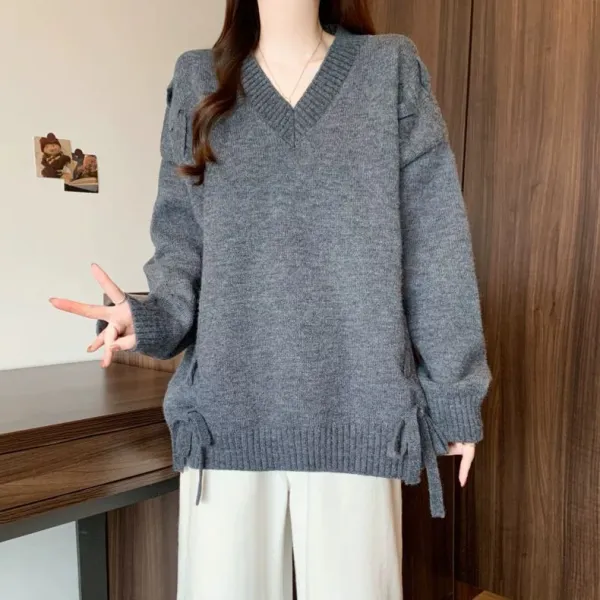 ニット  ニット / セーター  ニットトップス  ゆったり  Vネック  レーシング  高級  新作  レディース  大きめサイズ  高級感