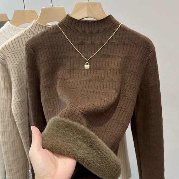 ニット  ニット / セーター  ニットトップス  裏起毛  タートルネック  冬  暖かい  インナー  新作  2025  秋冬シーズン  レディース  ハイネック