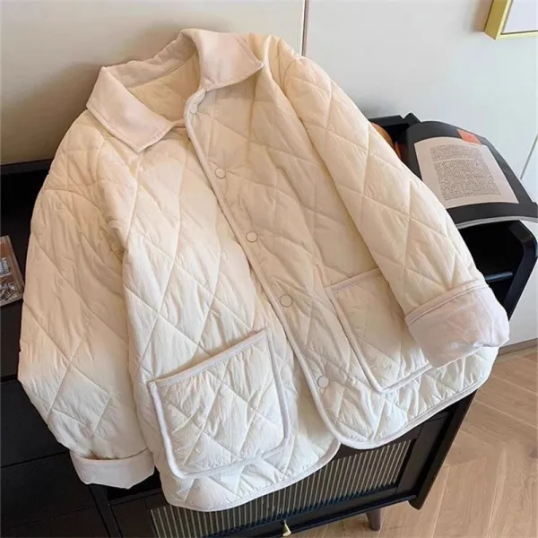 新作10%OFFリピー数高折り襟長袖シングルブレスト無地ショート丈韓国系中綿コート