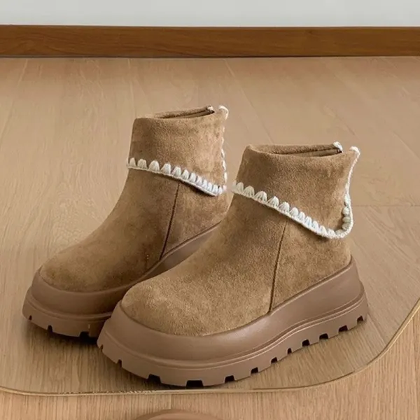 レトロ英倫風厚底マーティンブーツレディース裏起毛暖かいスカート合わせ可バーケン風スノーブーツ防寒歩きやすいショートブーツ