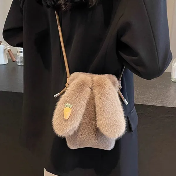 新作10%OFF秋冬新作ふわふわファースマホショルダーバッグレディース斜め掛け可愛いうさぎ風デザイン毛绒ミニポーチおしゃれバッグ