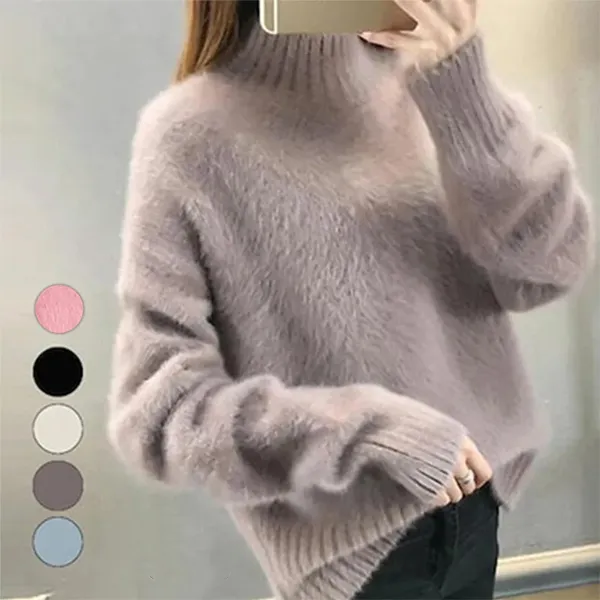 コーデの主役に！ ハイネック プルオーバー 長袖 スウィート ニットセーター