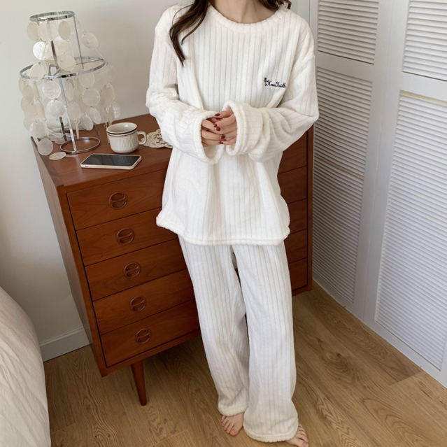 ホワイト/サンゴ絨/2点セット