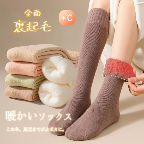 【3足セット】絶対欲しい シンプル 裏起毛 無地 レディース 防寒 冷え対策 無地 厚手 ソックス 靴下
