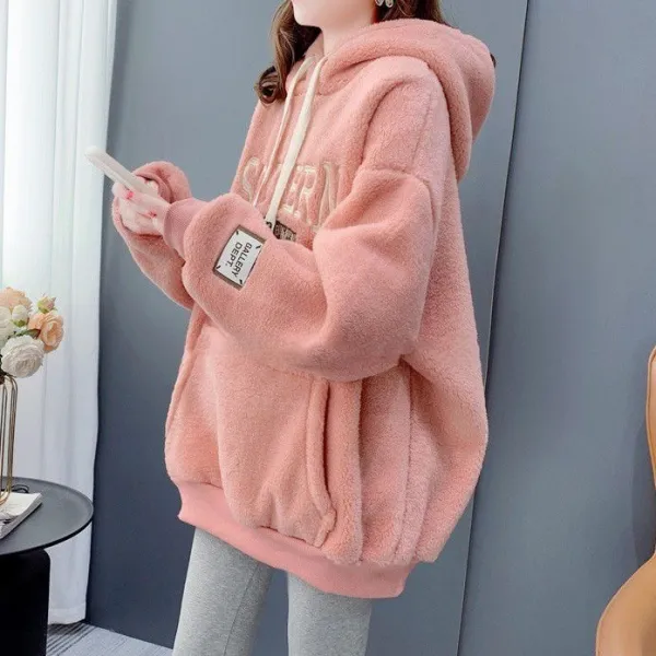 【全3色】パーカーフード付き長袖アルファベット｜防寒体型カバー