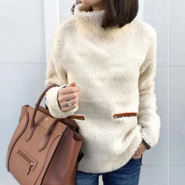 【全4色】ニットセーターハイネックラムウール無地 | 肌が明るく見える 蓄熱保温