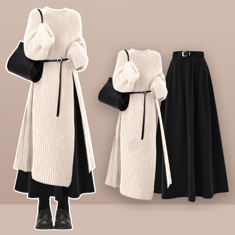 アイボリーセーター+スカート/2点セット
