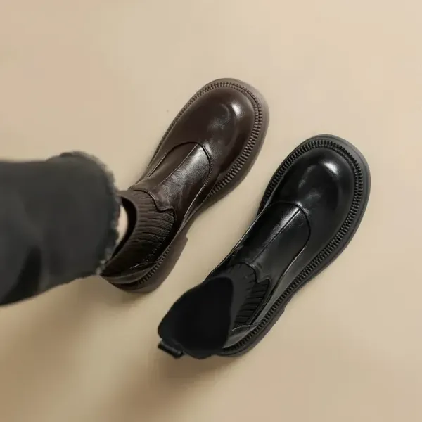 大人女子必見! ファッション 厚底 切り替え イングランド ショート丈 ブーツ